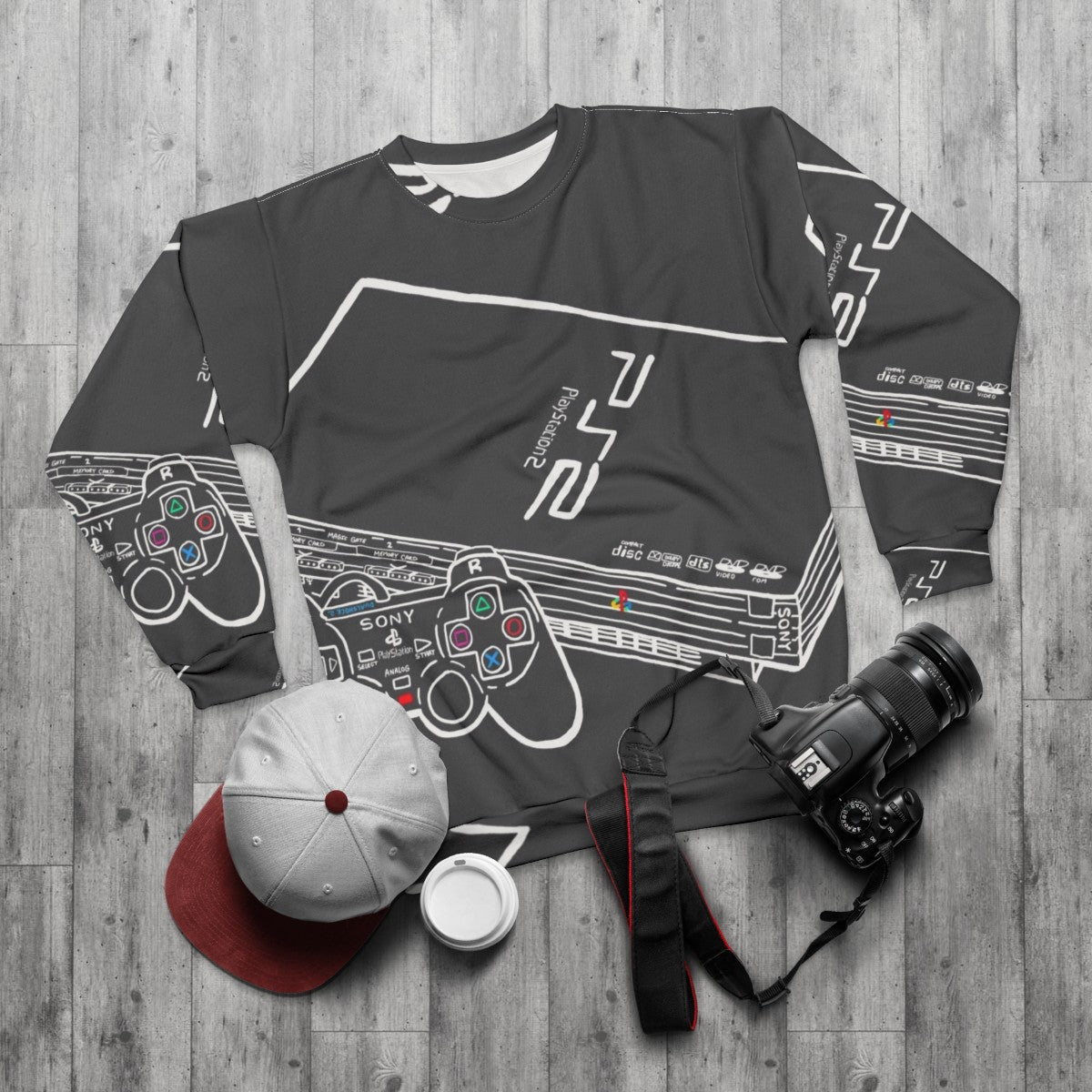 Retro Playstation 2 Console Sweatshirt - flat lay