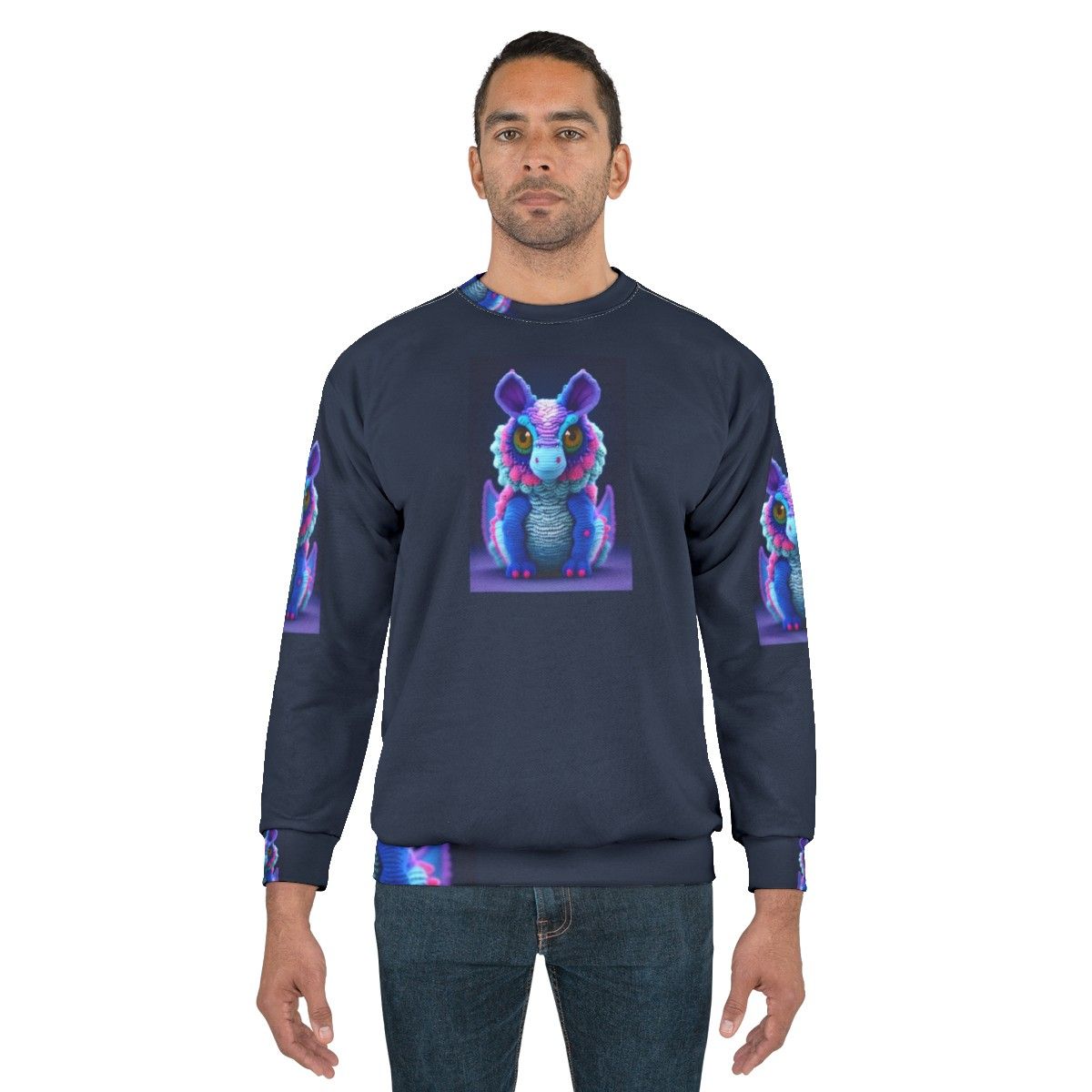 Legendary creature sweatshirt with vibrant, intricate fantasy design - men