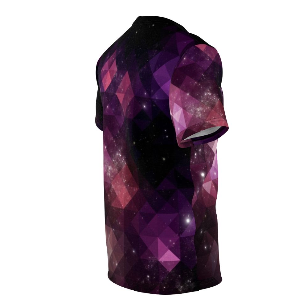 Geometric space-themed t-shirt with triangles, stars, and cosmic design - men right