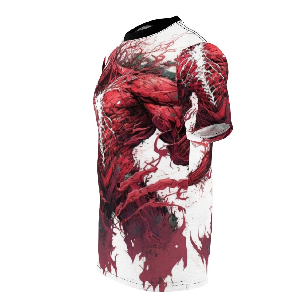 Vivid abstract t-shirt design featuring artistic elements like sketches, digital art, and mixed media - men left