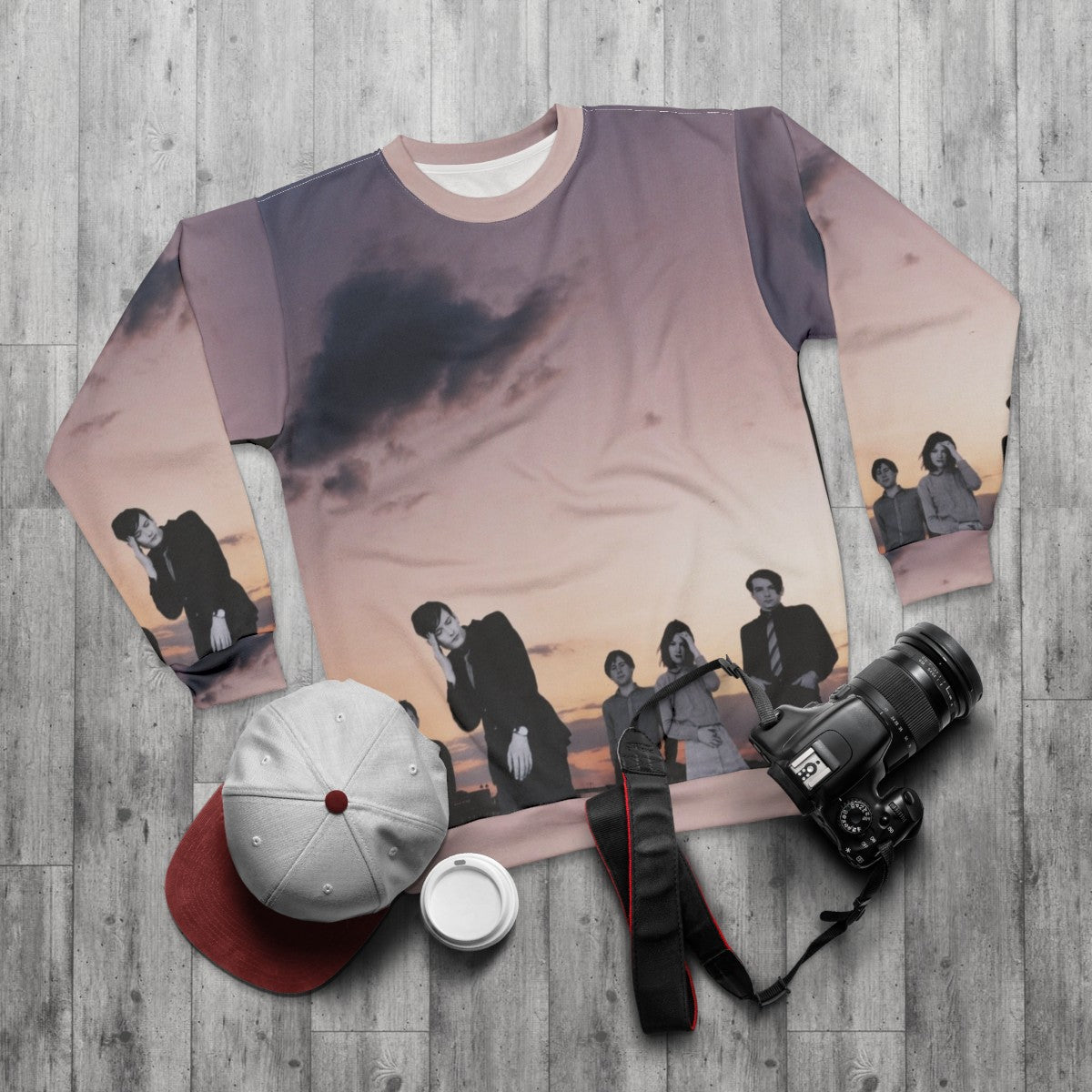 Brit Rock Sweatshirt featuring Pulp band and 90s alternative music design - flat lay