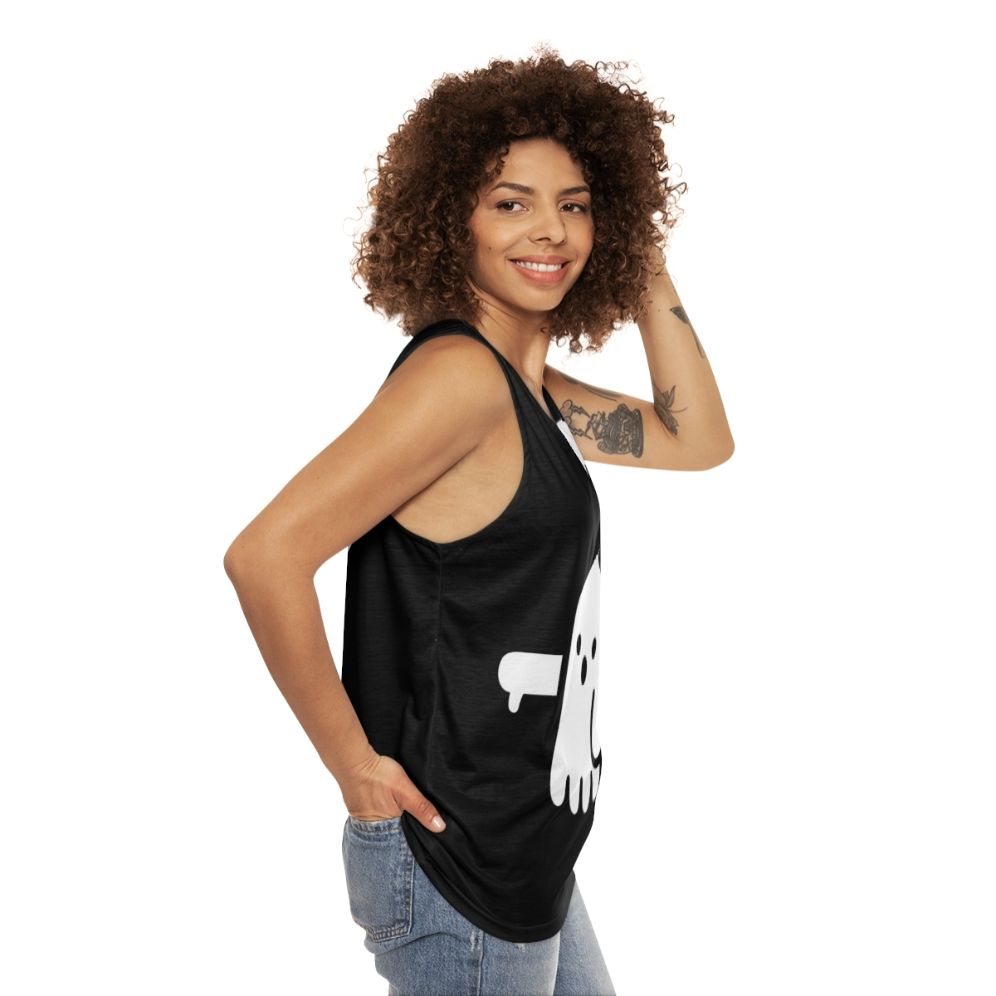 Spooky Ghost Unisex Tank Top - women side