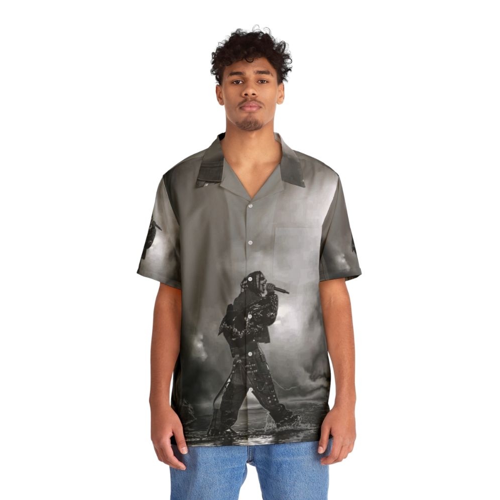 Playboi Carti Hawaiian Shirt with Black and White Pattern - People Front