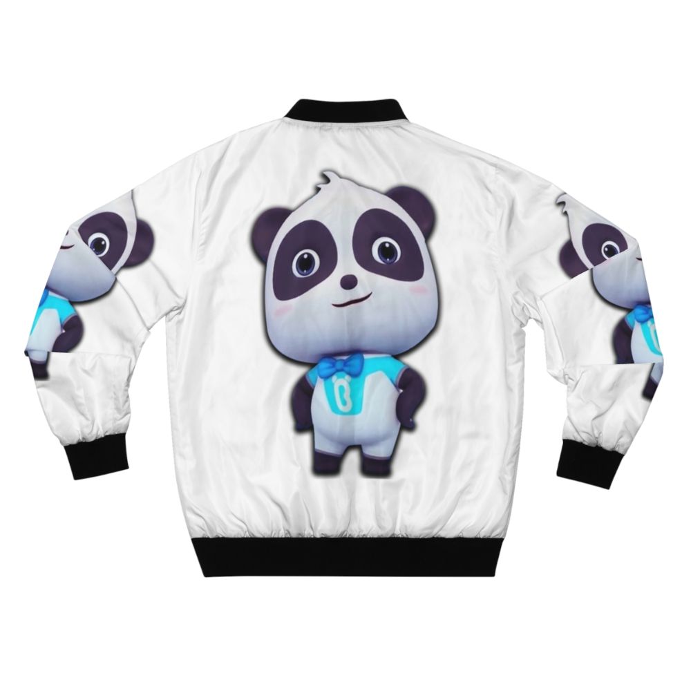 Kiki Panda, a popular cartoon character from BabyBus, wearing a bomber jacket for kids - Back