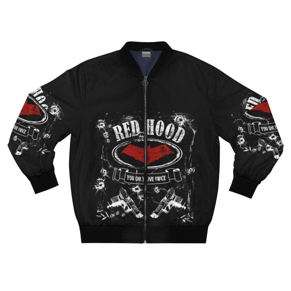 Red label whiskey style bomber jacket with a vintage design