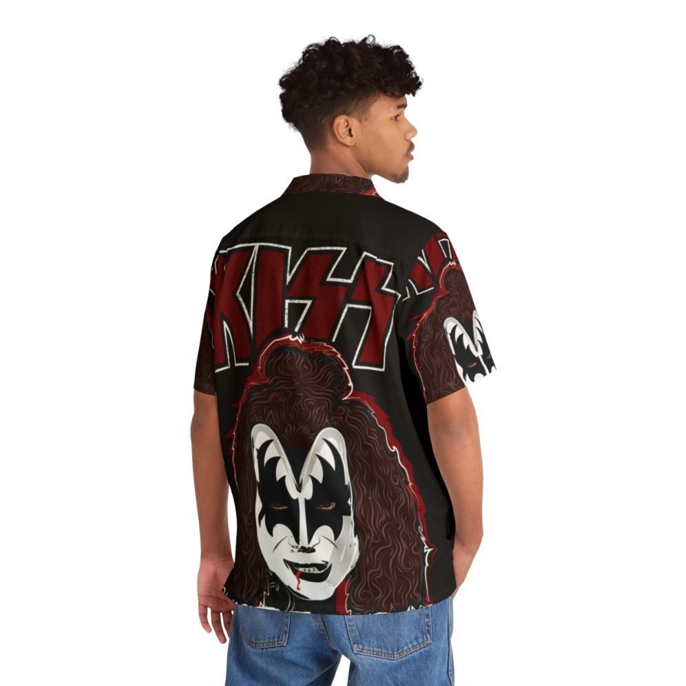 Demon Kiss Hawaiian Shirt featuring the iconic KISS band logo - People Back