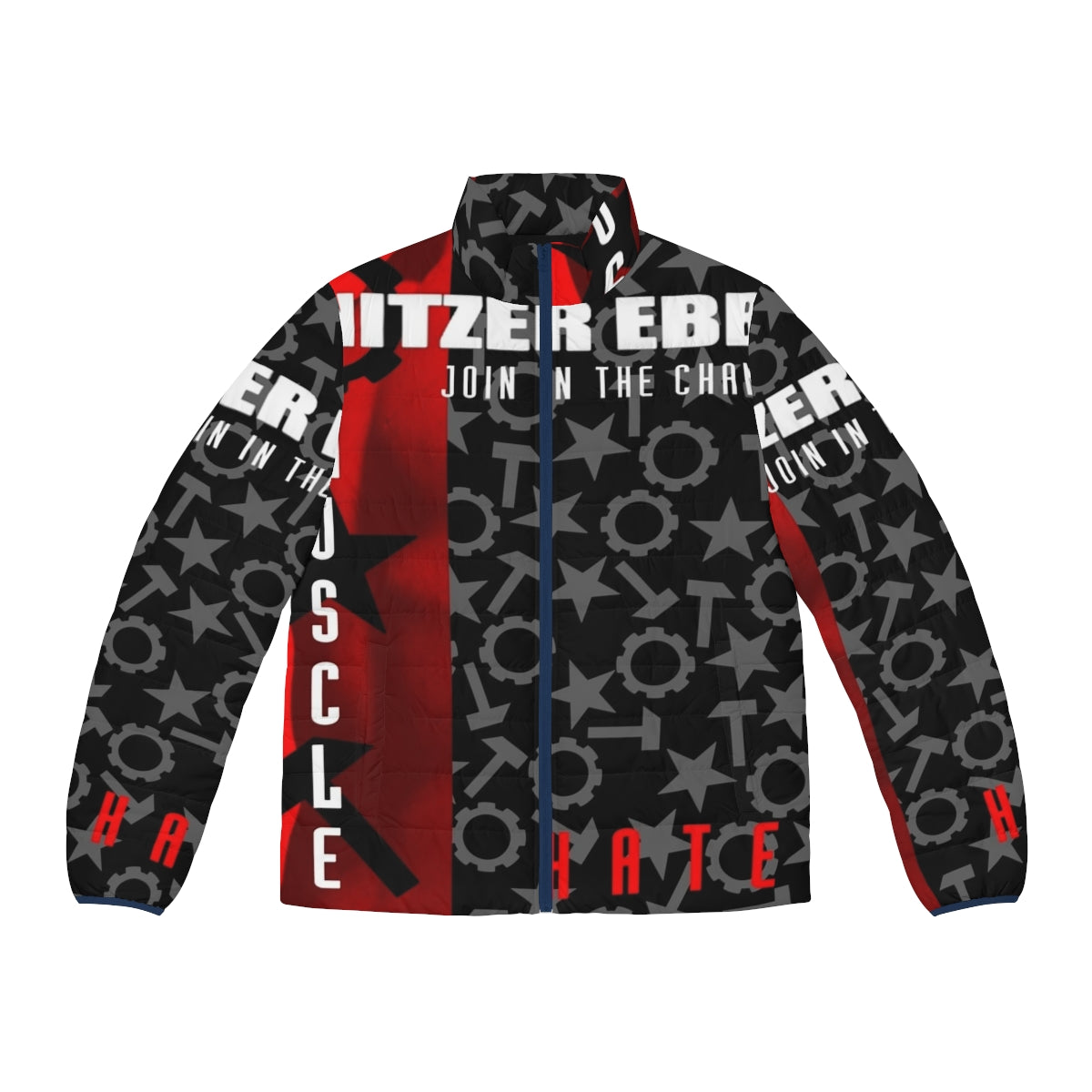 Nitzer Ebb inspired puffer jacket with "Join In The Chant" design