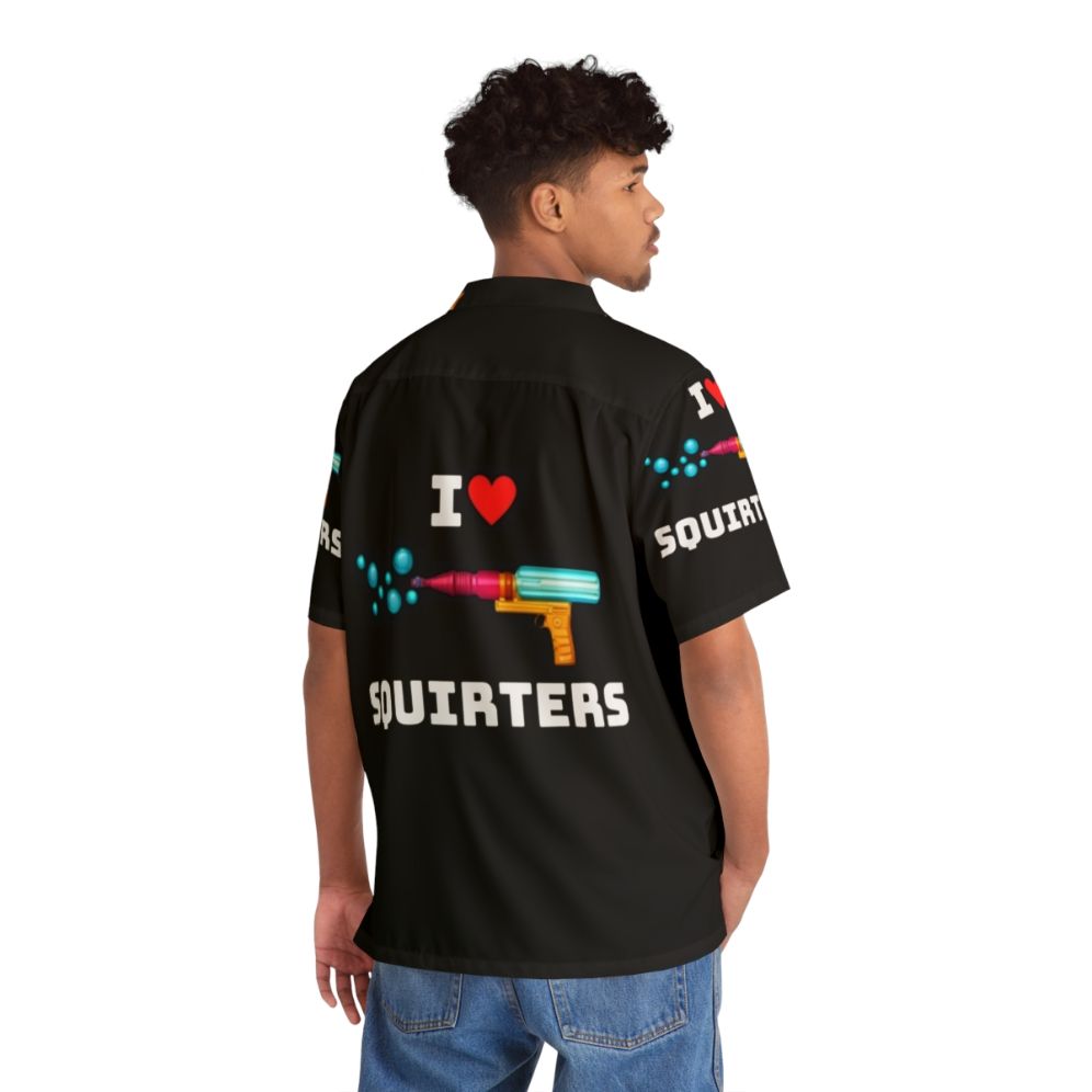 Tropical Hawaiian shirt with "I Love Squirters" design - People Back