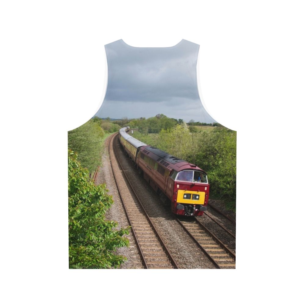 Unisex tank top with railway and western design - Back