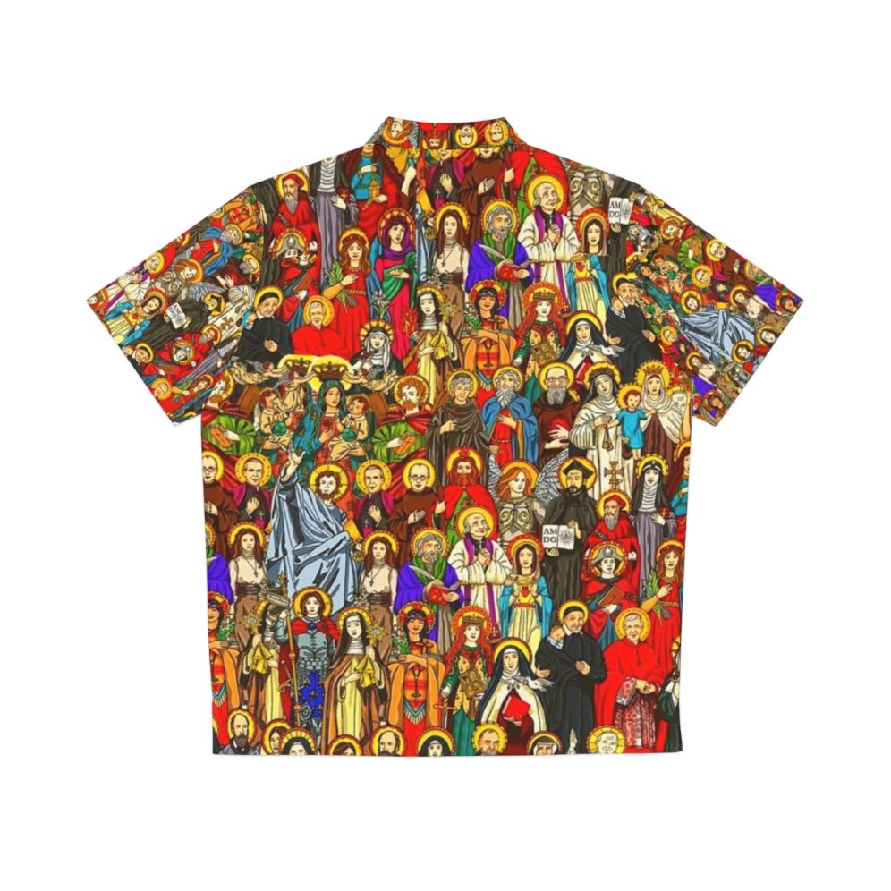 Catholic Saints Hawaiian Shirt with religious imagery - Back