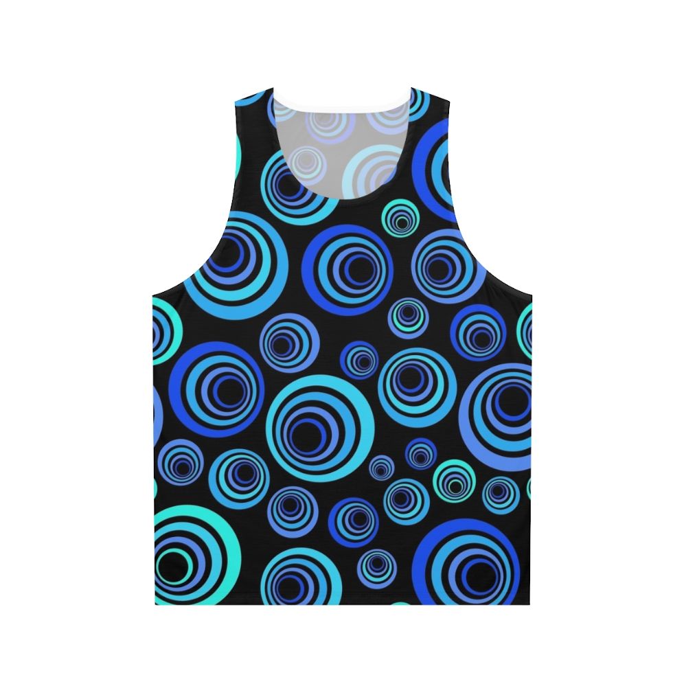 Retro blue unisex tank top with pop art pattern design