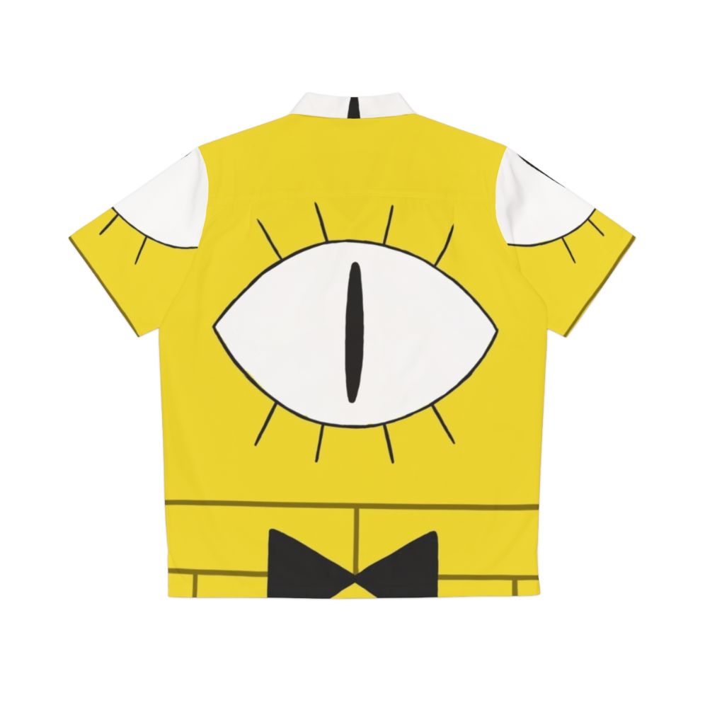 Bill Cipher Hawaiian Shirt with Gravity Falls Character and Yellow Eye Design - Back