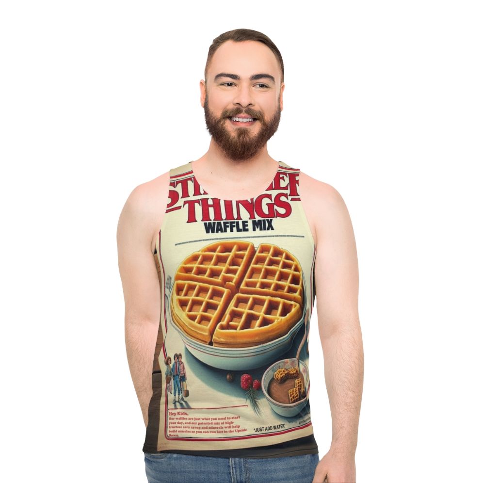 Waffle mix unisex tank top with stranger things design - men