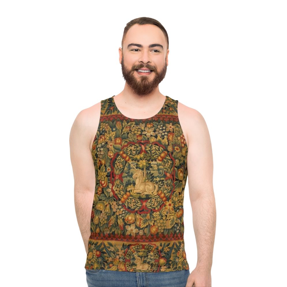 Medieval Unicorn Floral Tapestry Tank Top - men