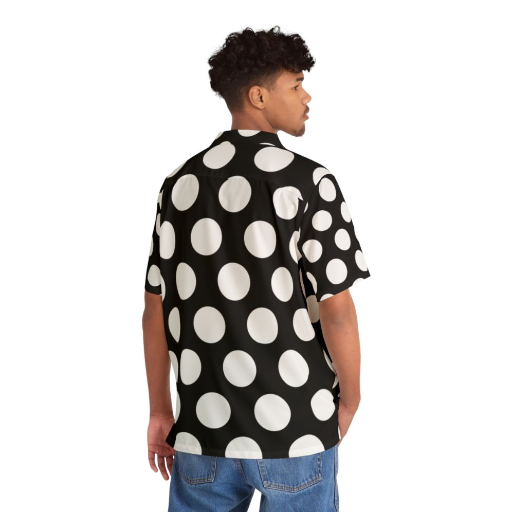 Large white polka dots on black Hawaiian shirt - People Back