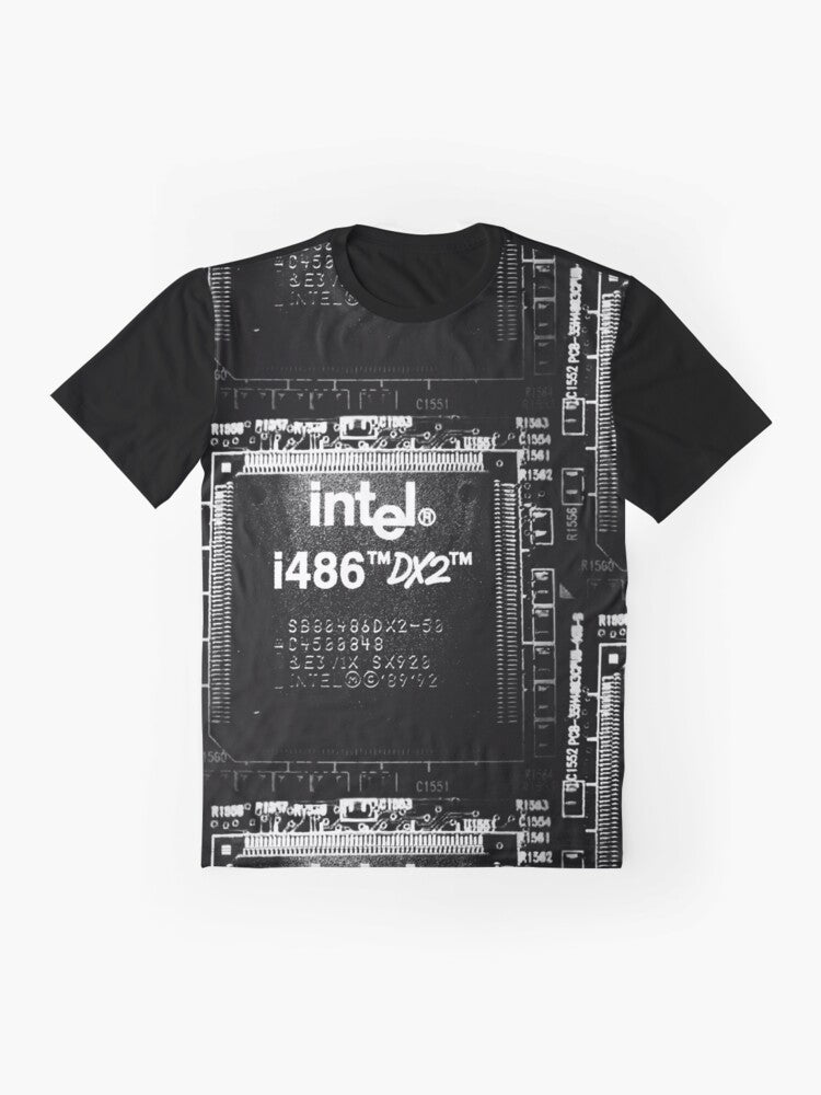 i486 DX2 processor microchip graphic t-shirt - Flat lay