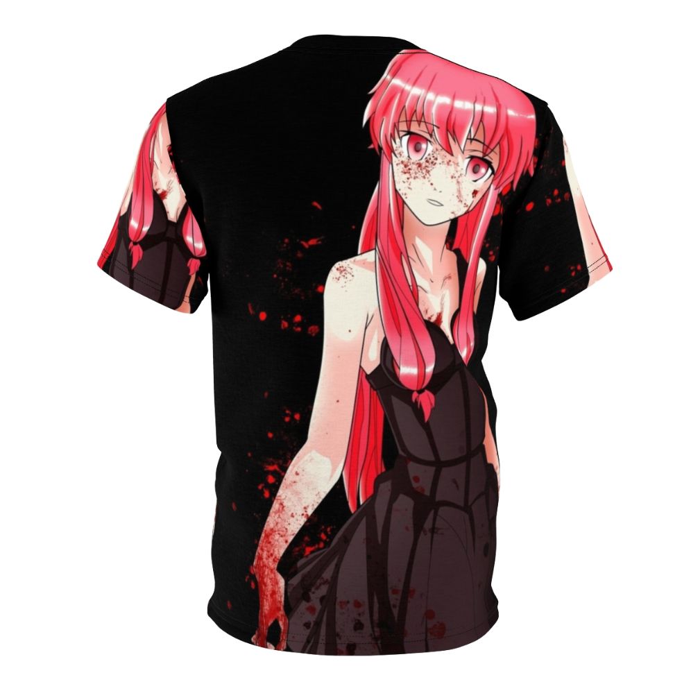 Bloody anime-inspired t-shirt featuring Yuno Gasai from the series Mirai Nikki - Back