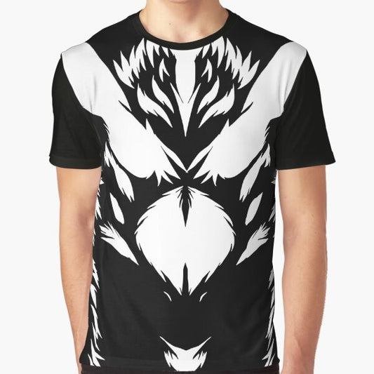 Sergal graphic design printed on a black t-shirt