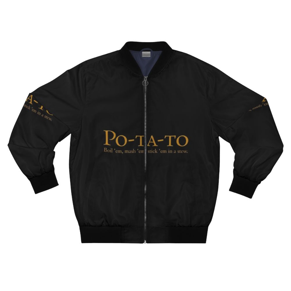 Lord of the Rings-inspired bomber jacket with potato and Samwise Gamgee quote