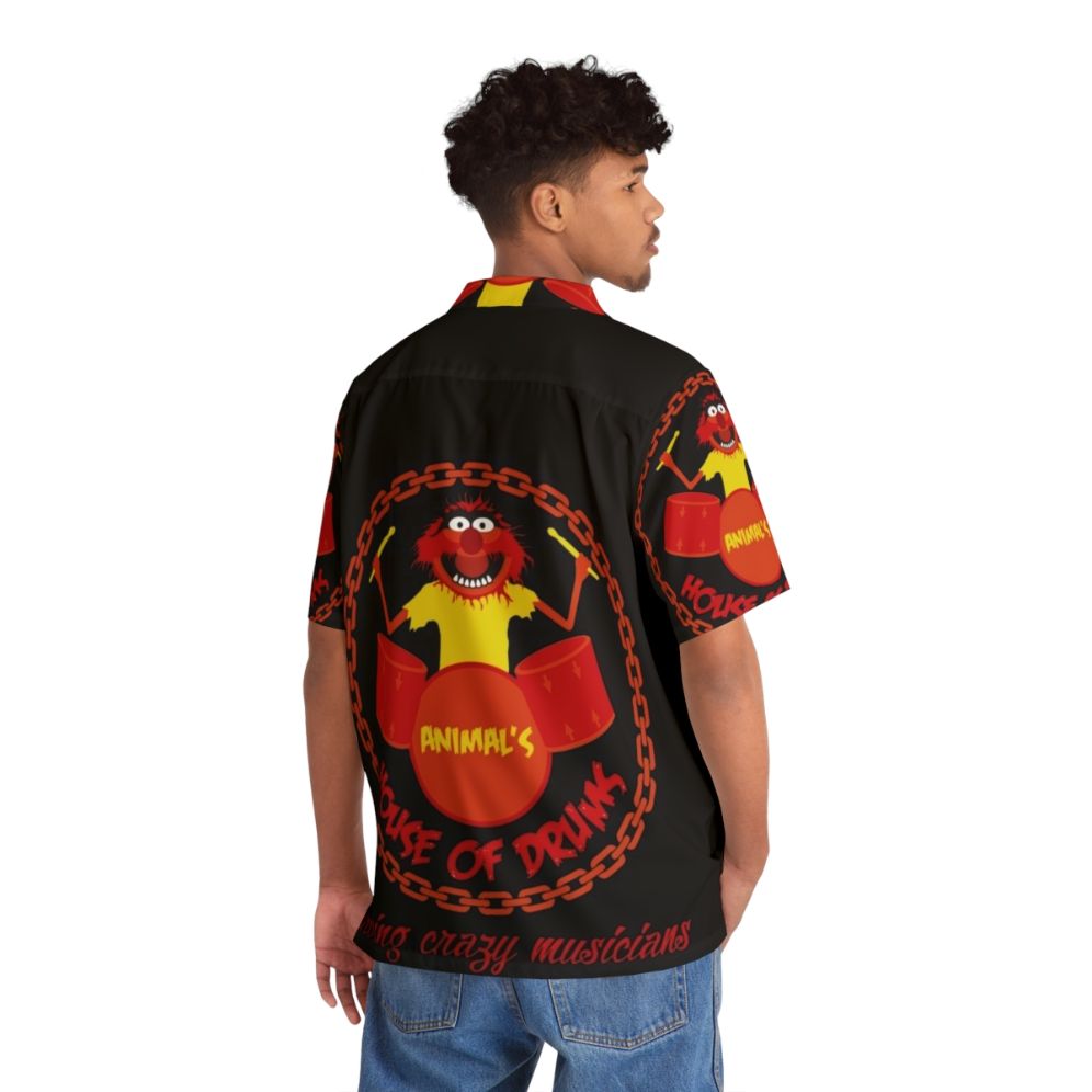 Muppets-inspired Hawaiian shirt with drum and animal design - People Back