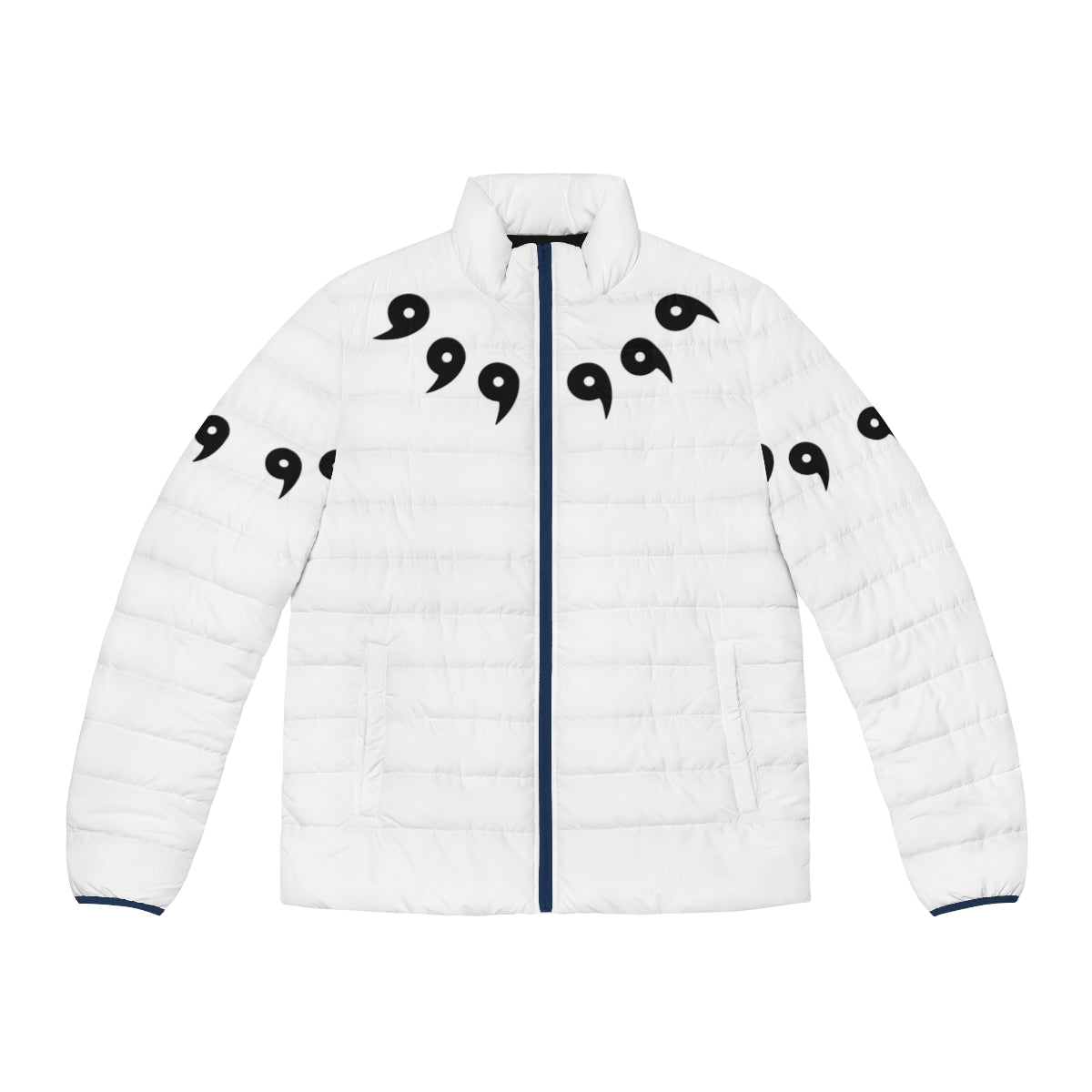 Anime Tomoe puffer jacket featuring the Sage of the Six Paths design