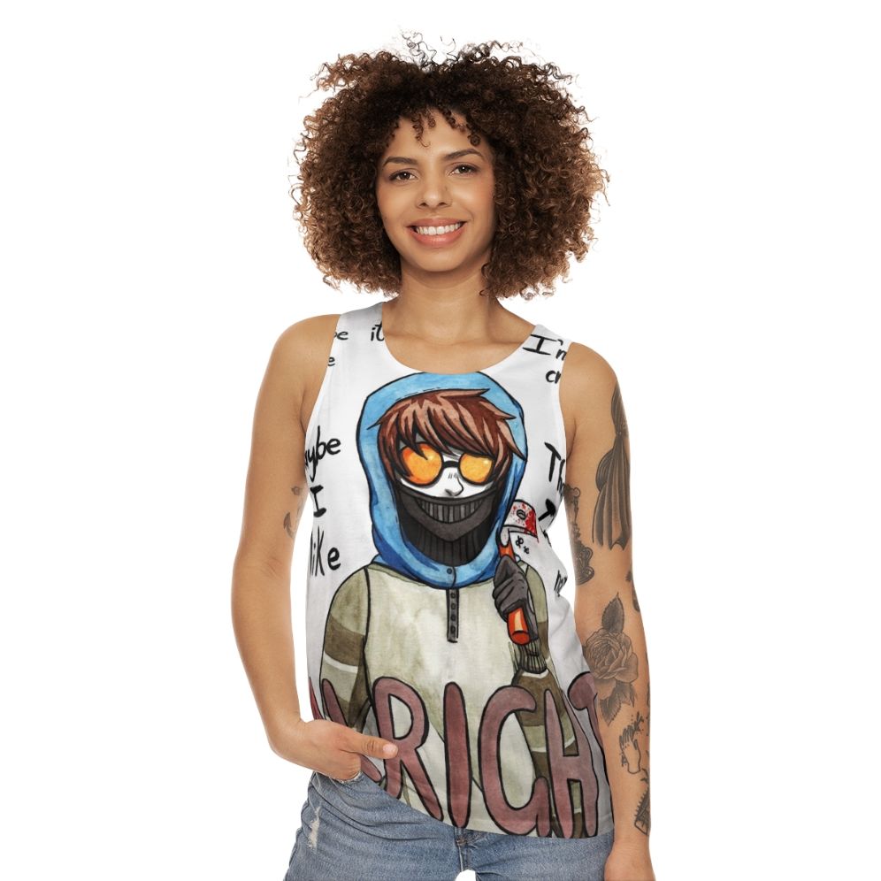 Creepypasta Unisex Tank Top with Shinedown Lyrics - women