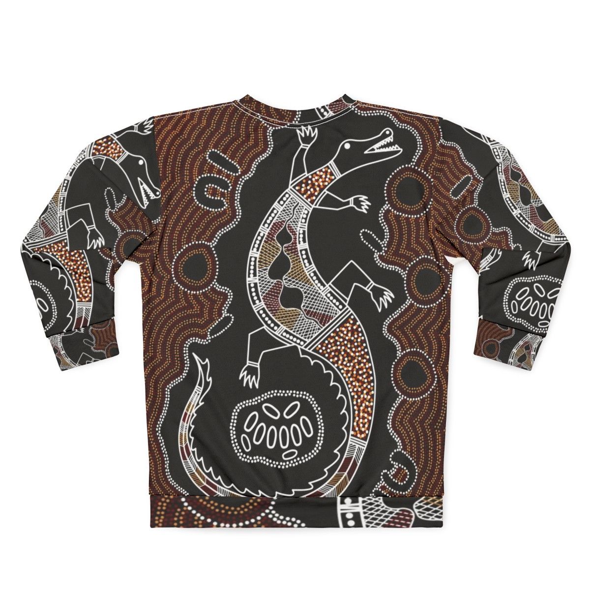 Authentic Aboriginal Art Crocodile Design Sweatshirt - Back