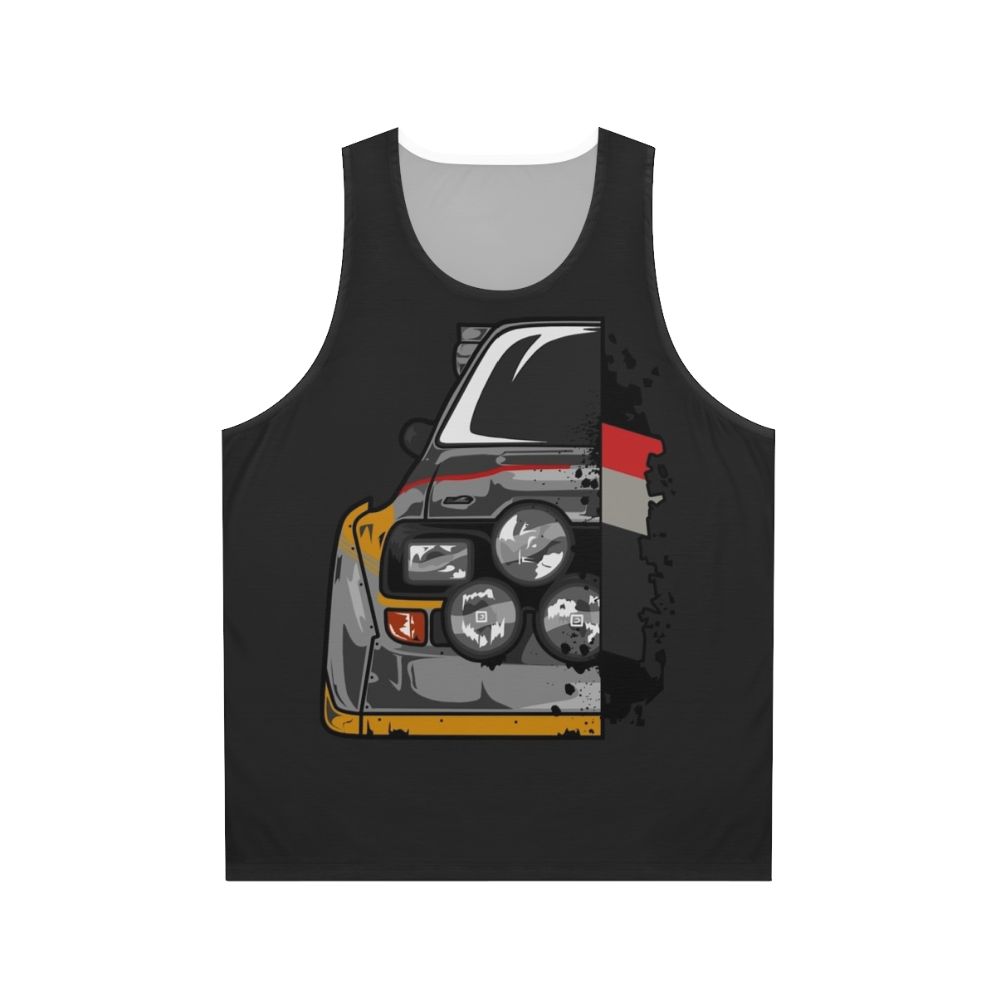 Colorful unisex tank top with Group B racing design