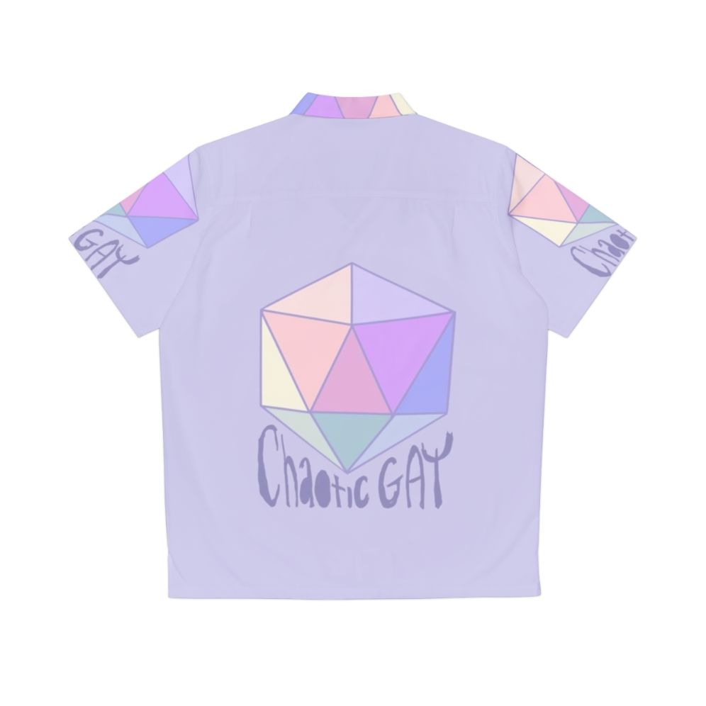 Chaotic gay hawaiian shirt with pastel colors and d20 dice - Back