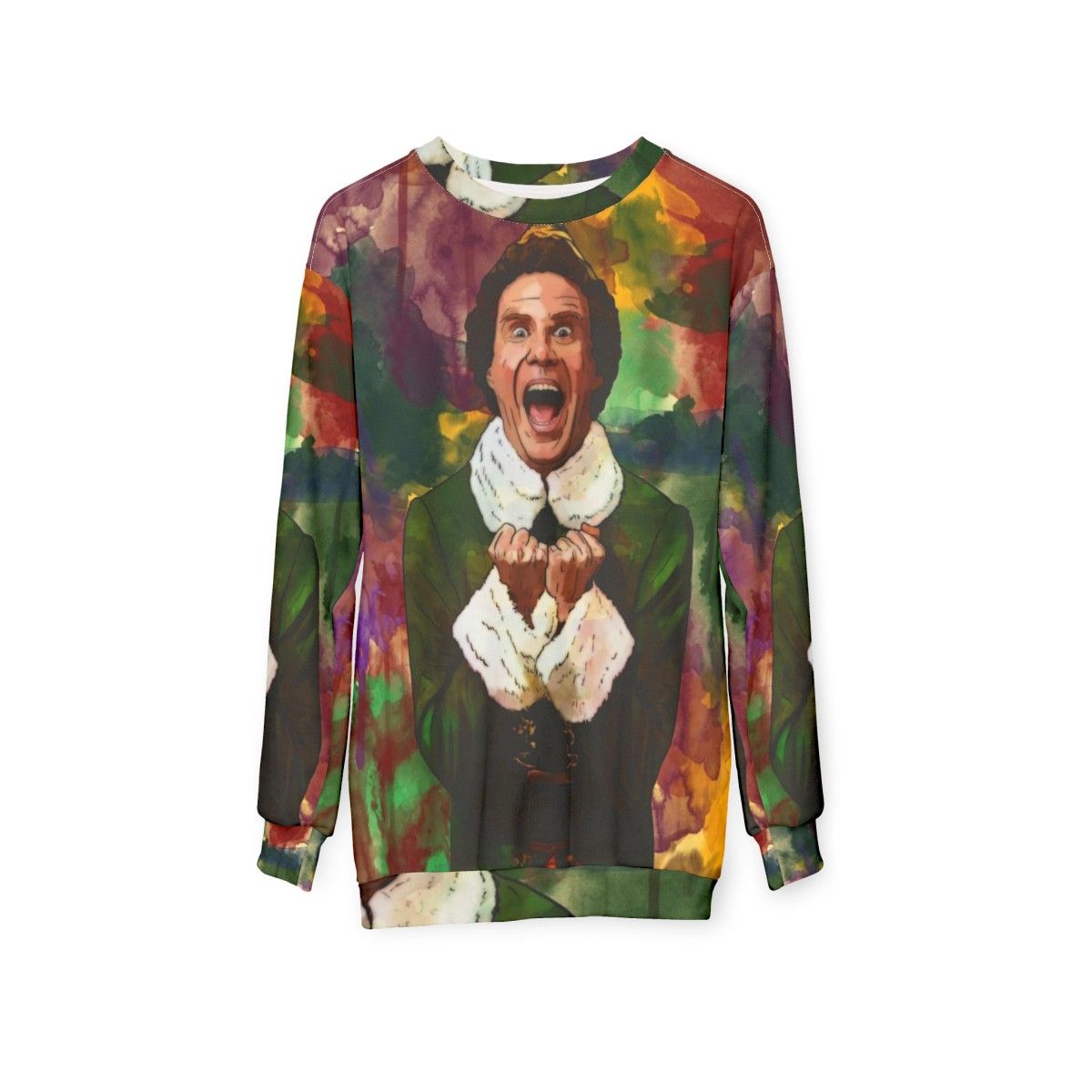 Elf-themed Sweatshirt with a Festive Design - hanging