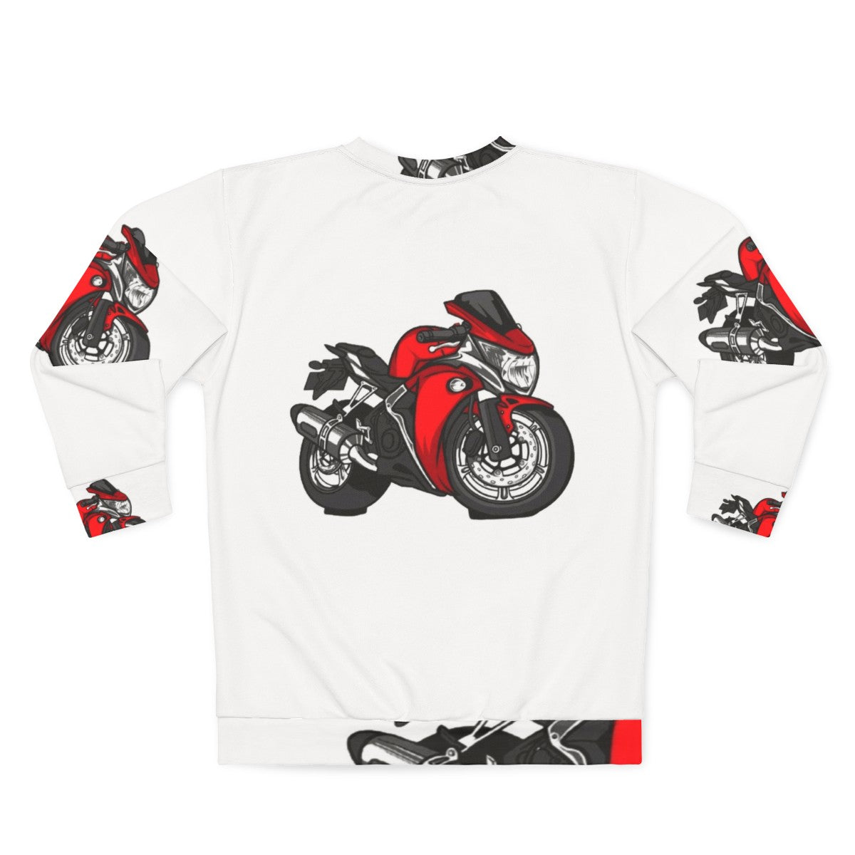 Red Cool Motorcycle Sweatshirt - Back