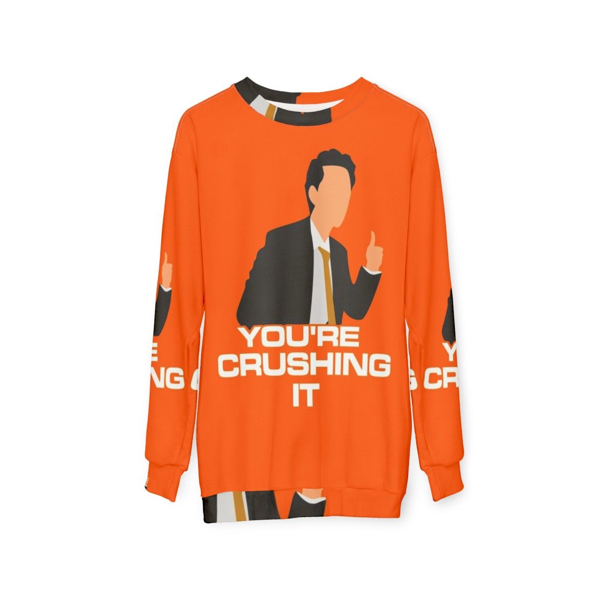 Crushing It Space Force Netflix Sweatshirt featuring characters from the Netflix comedy series - hanging