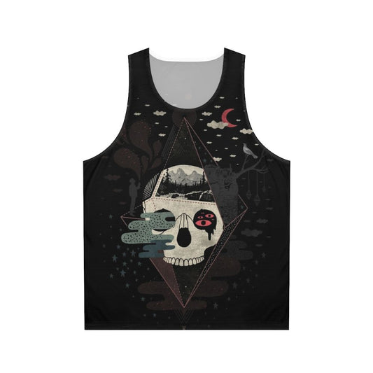 Surreal nature and night sky geometric unisex tank top