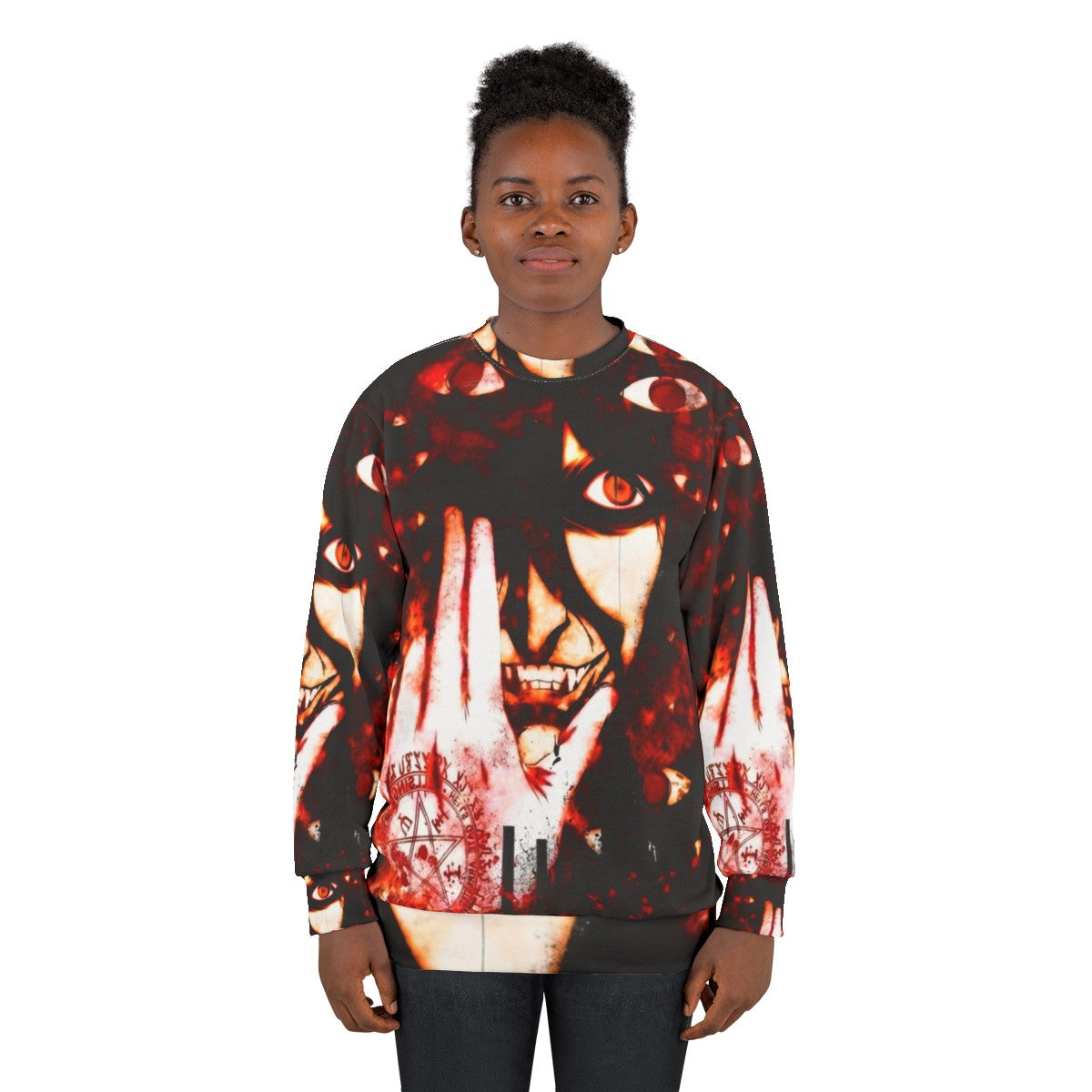 Hellsing anime-inspired sweatshirt with dark, gothic design - women