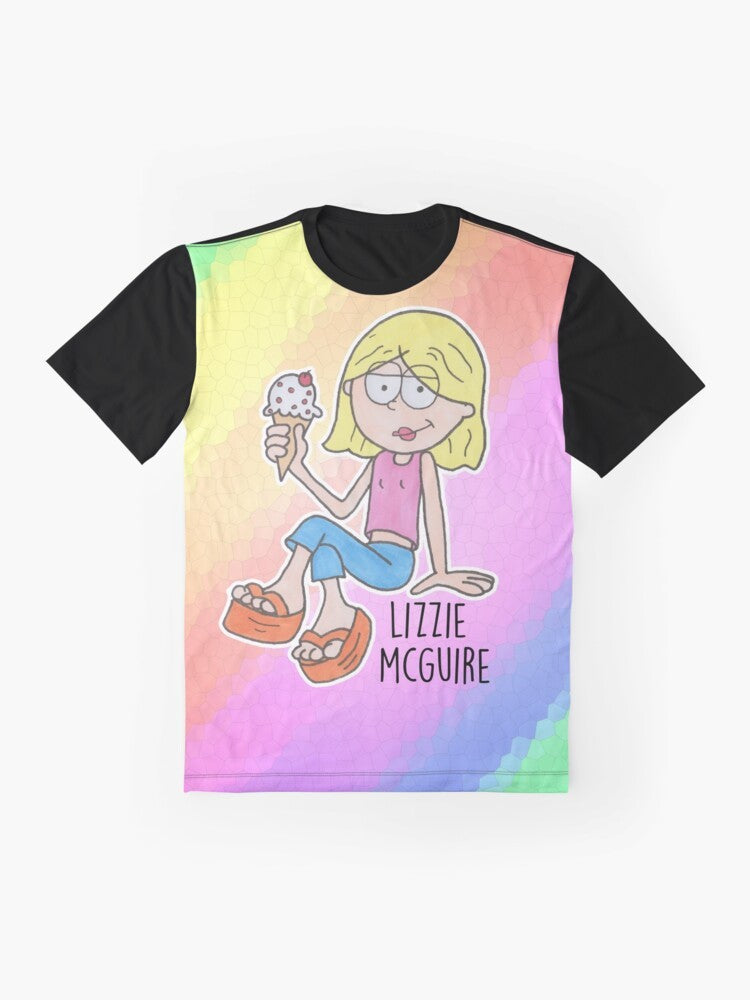 Lizzie McGuire Graphic T-Shirt featuring the iconic cartoon character and Hilary Duff - Flat lay