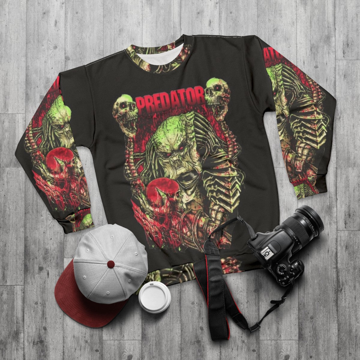 Predator art classic horror movie themed sweatshirt - flat lay