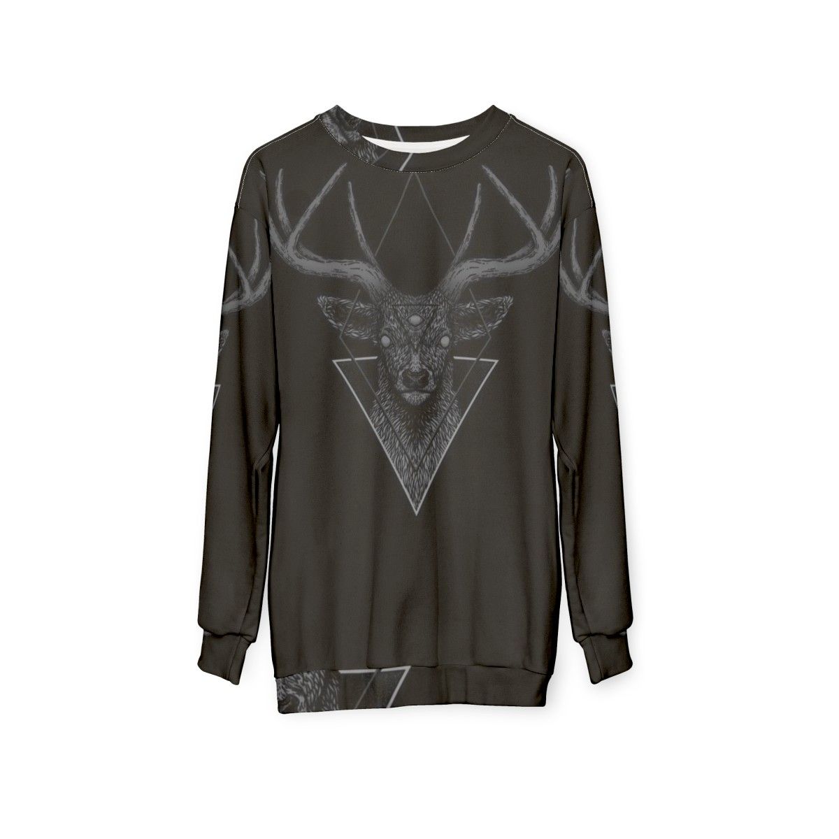 Dark deer geometric print sweatshirt - hanging