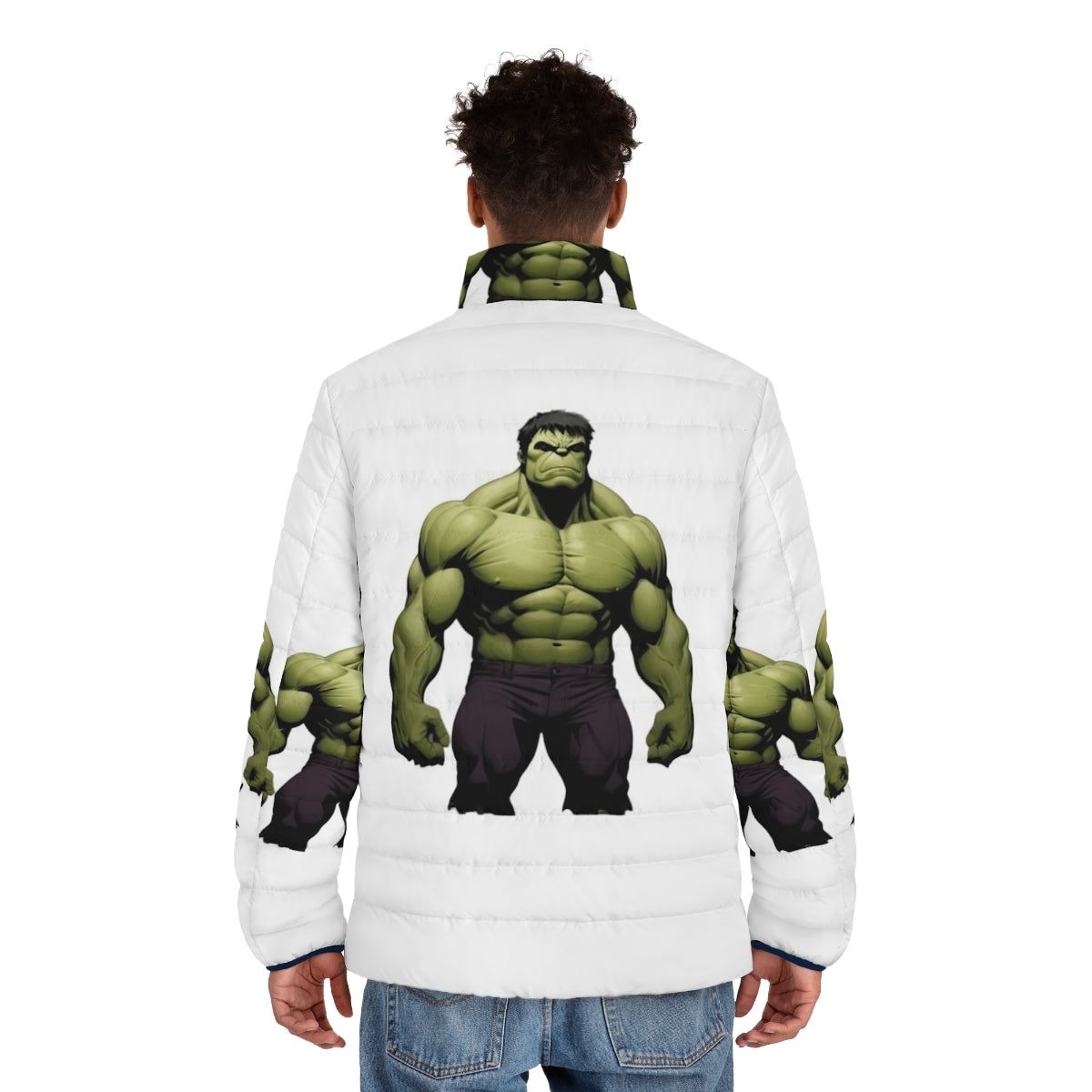 Marvel Superhero Puffer Jacket featuring the Hulk design - men back