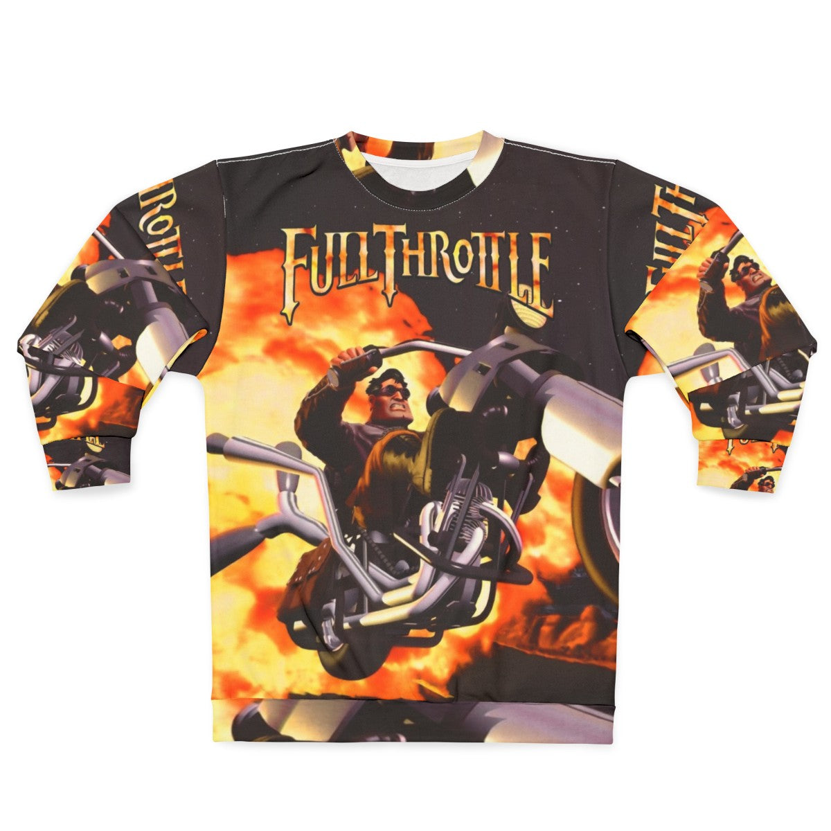 Retro gaming inspired full throttle graphic sweatshirt