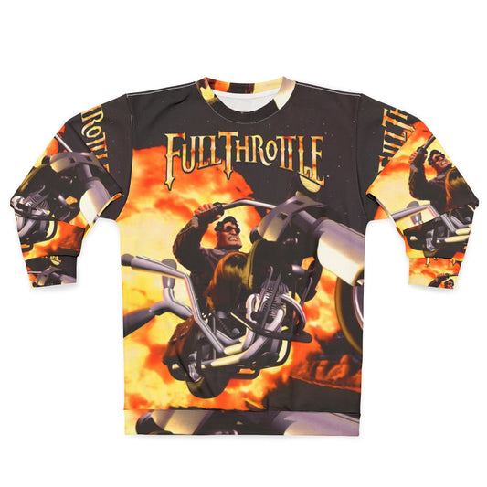 Retro gaming inspired full throttle graphic sweatshirt