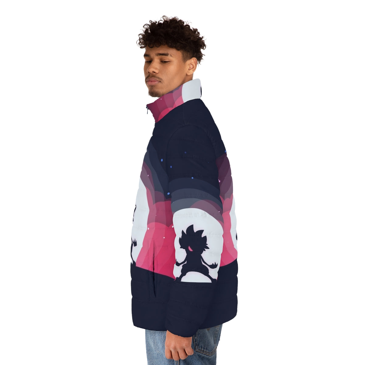 Lycanroc inspired puffer jacket with moon design - men side left