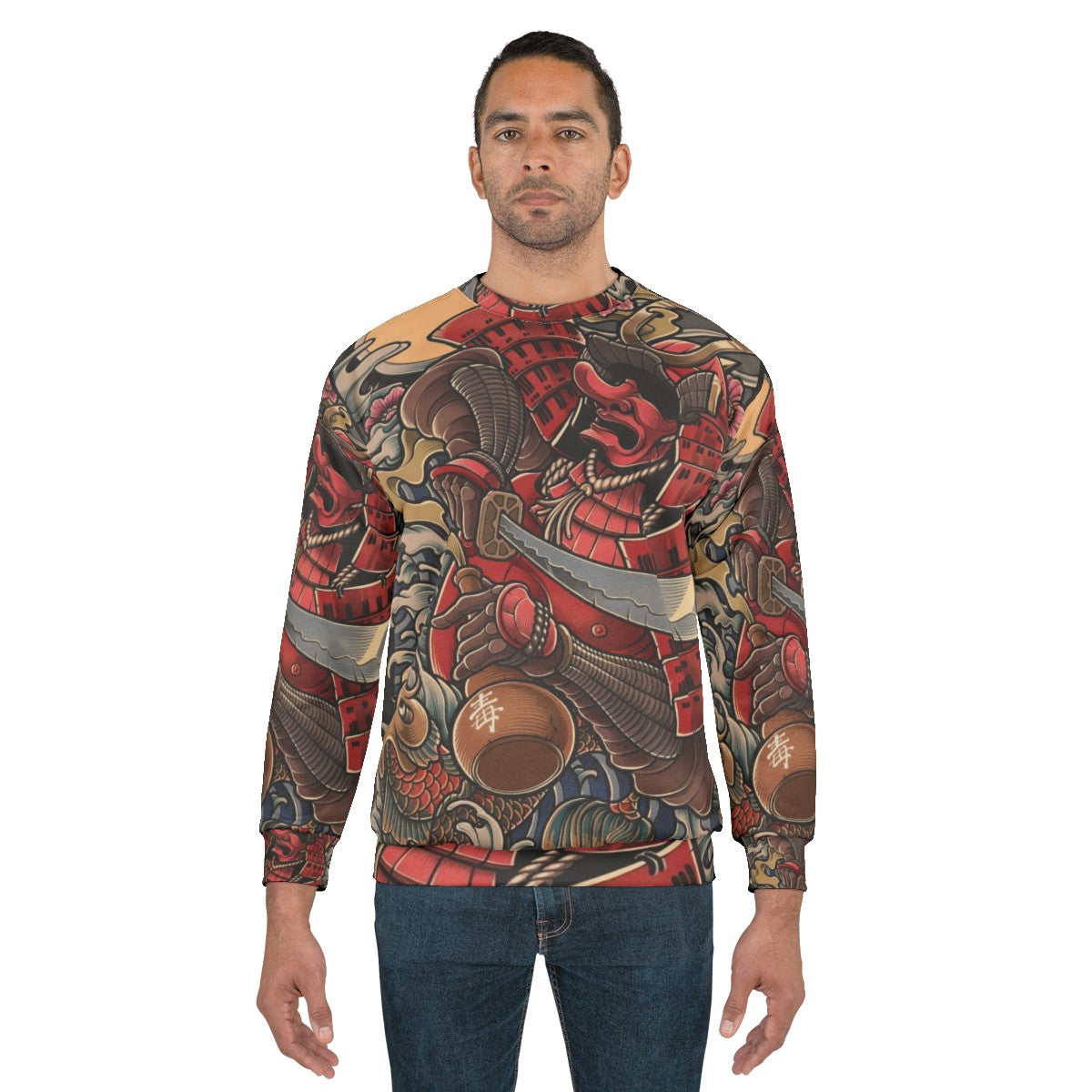 Drunken Samurai Japanese Tattoo Art Sweatshirt - men