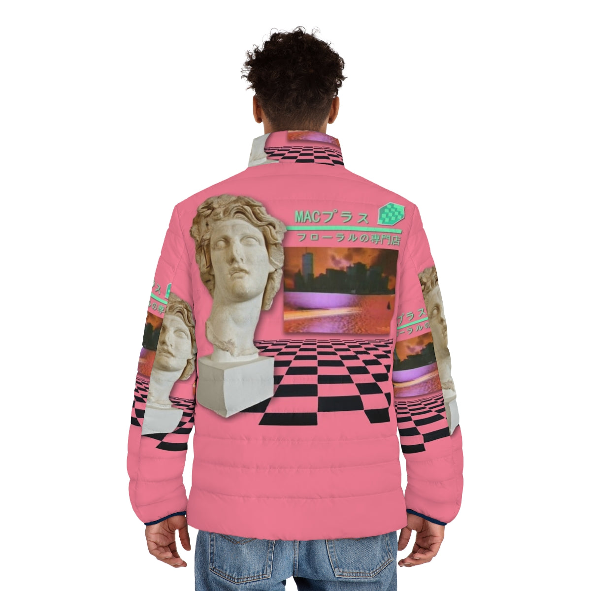 Macintosh Plus Floral Shoppe vaporwave-inspired puffer jacket - men back