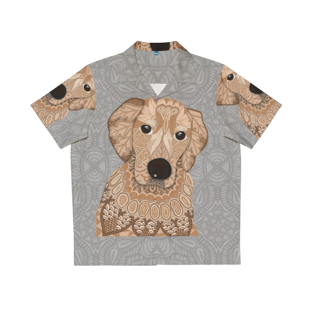 Tropical golden retriever dog pattern Hawaiian shirt