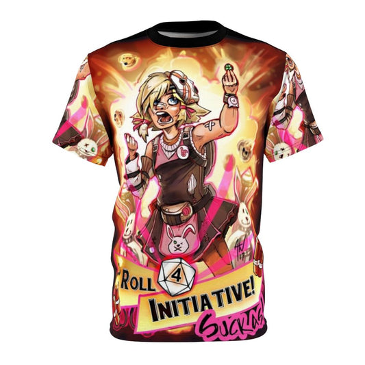 "Roll for Initiative Suckas" Borderlands-themed fantasy gaming t-shirt