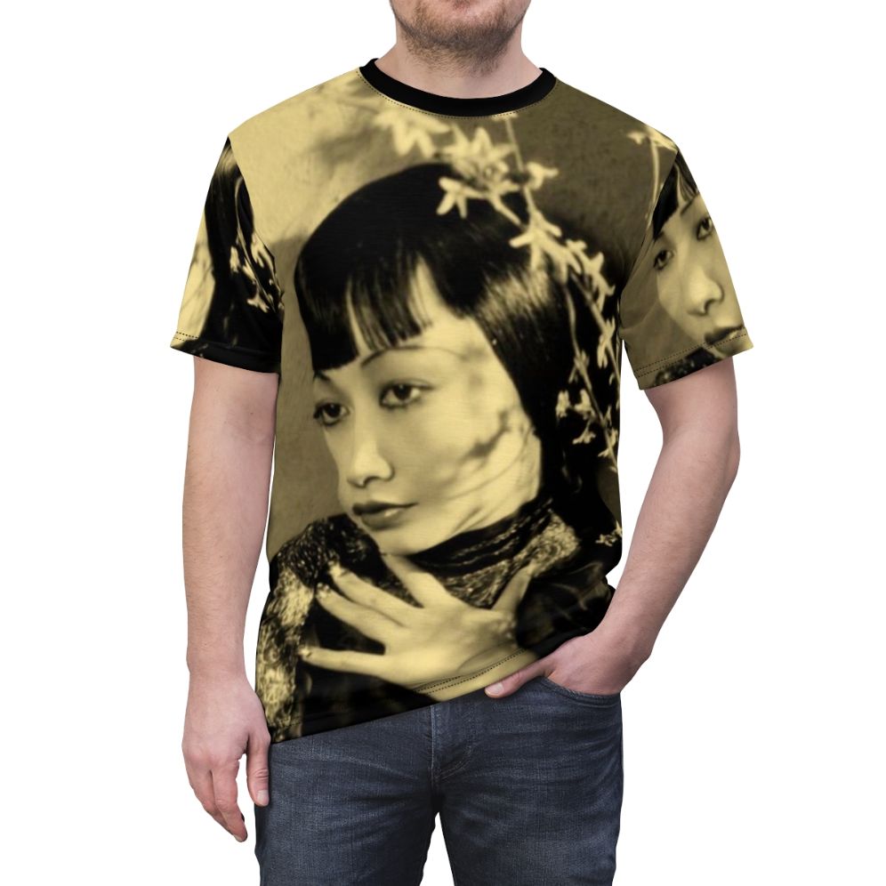 Vintage-style t-shirt featuring a portrait of legendary Asian American actress Anna May Wong - men front