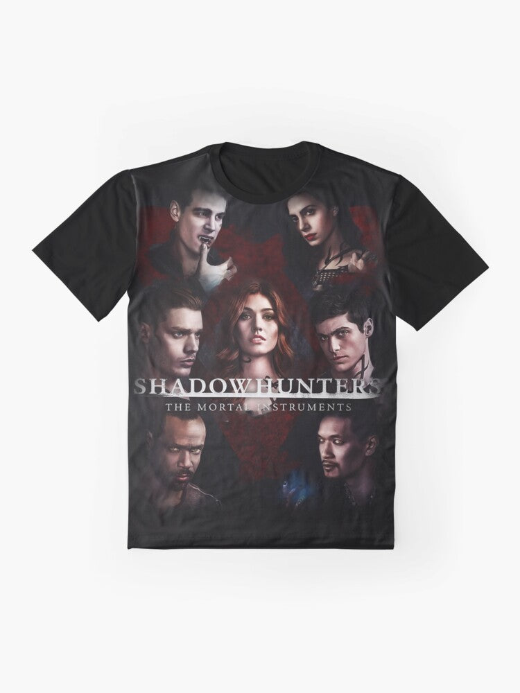 Shadowhunters The Mortal Instruments Graphic T-Shirt featuring Clary Fray, Jace Wayland, Alec Lightwood, and Magnus Bane - Flat lay