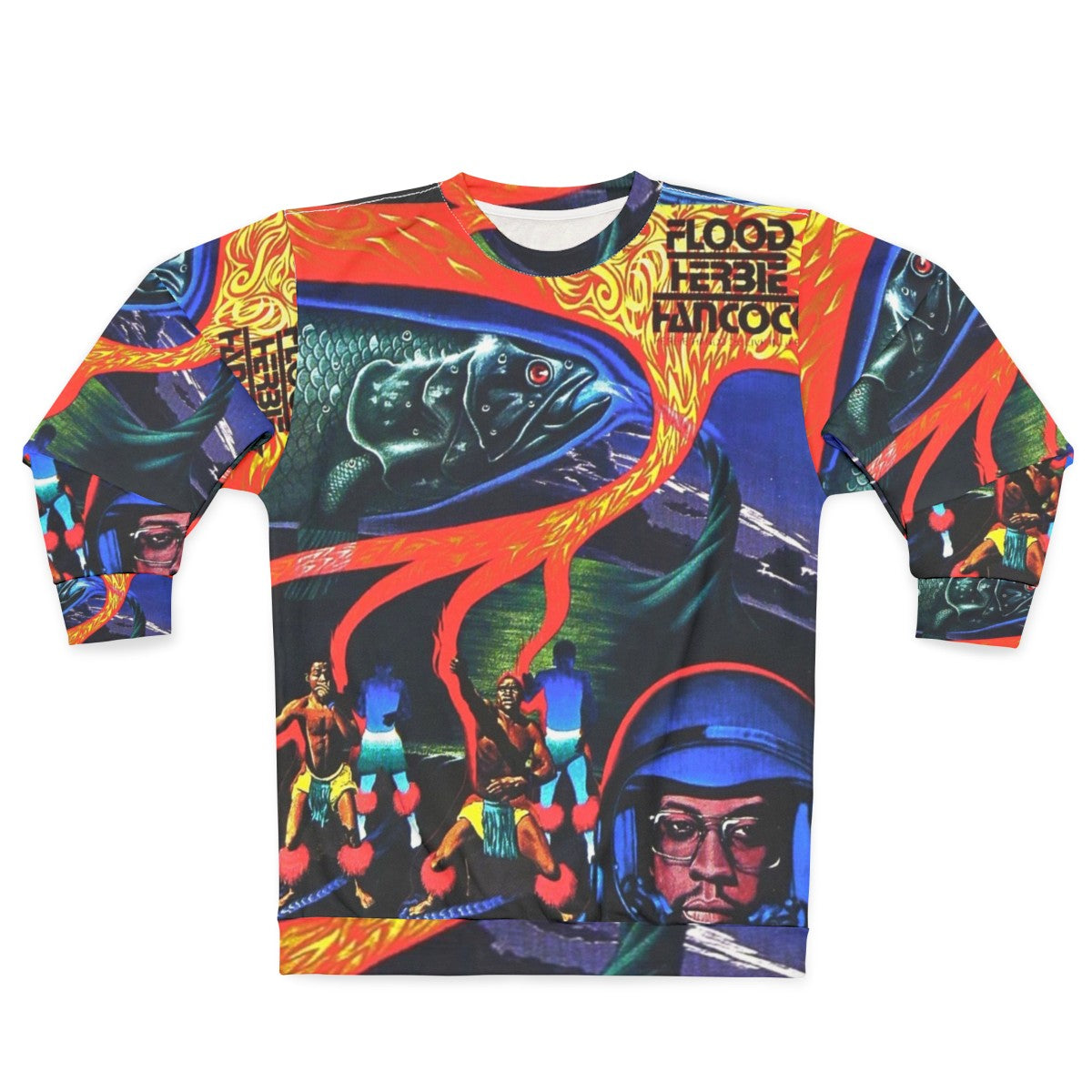 Flood Album Sweatshirt featuring jazz, funk, soul, and blues music design