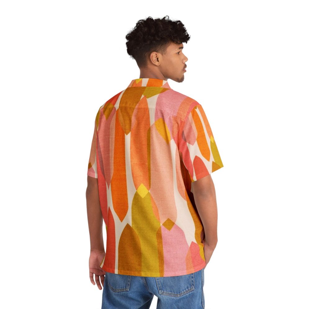 Colorful mid century modern Hawaiian shirt with abstract droplet pattern - People Back