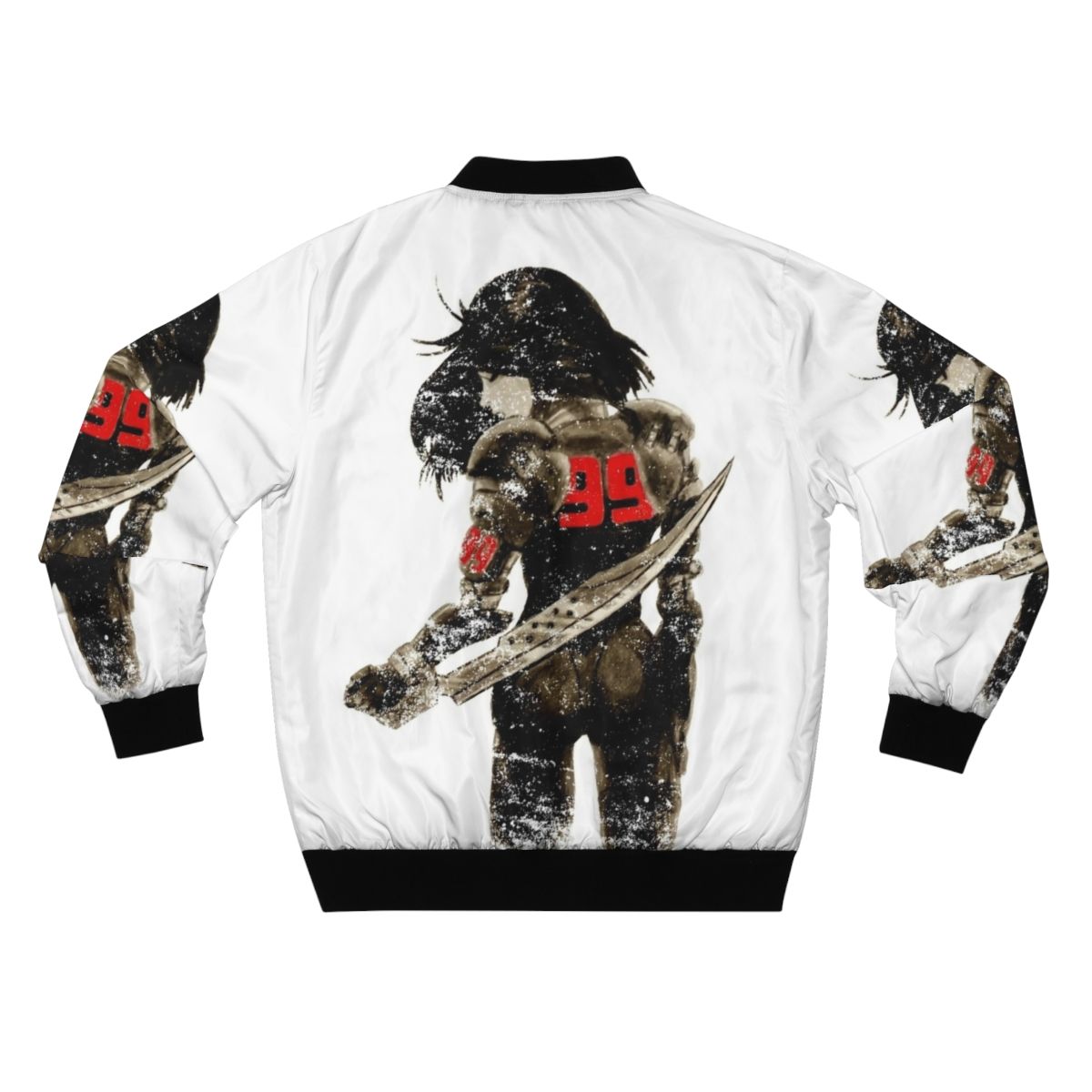 Alita: Battle Angel Distressed Bomber Jacket, featuring manga-inspired cyborg design - Back